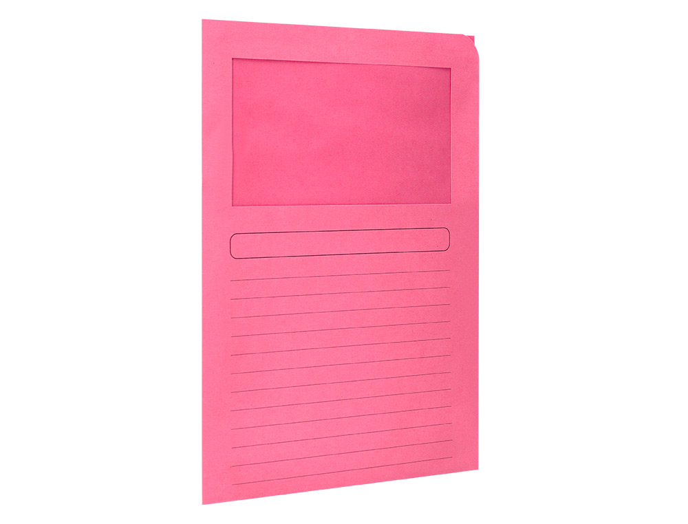 SUBCARPETA CARTULINA Q-CONNECT DIN A4 ROSA CON VENTANA TRANSPARENTE 120 G/M2