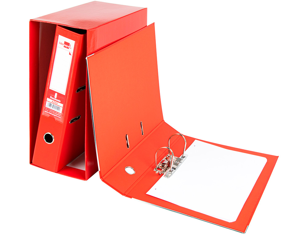 MODULO LIDERPAPEL 2 ARCHIVADORES FOLIO 2 ANILLAS MECANISMO DE PALANCA 75MM ROJO