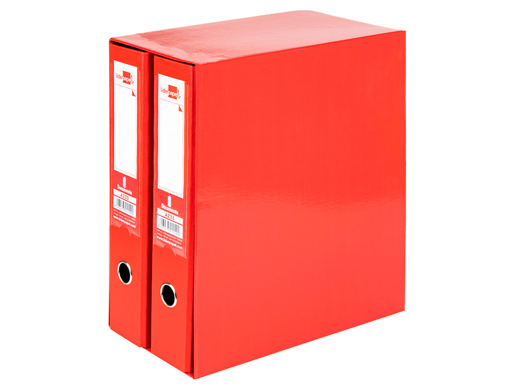 MODULO LIDERPAPEL 2 ARCHIVADORES FOLIO 2 ANILLAS MECANISMO DE PALANCA 75MM ROJO