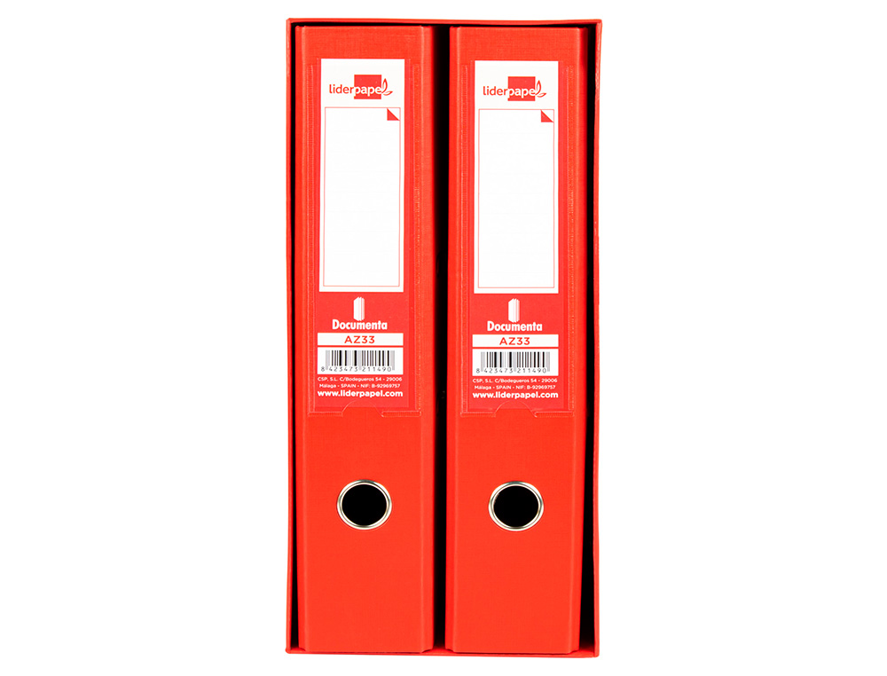 MODULO LIDERPAPEL 2 ARCHIVADORES FOLIO 2 ANILLAS MECANISMO DE PALANCA 75MM ROJO