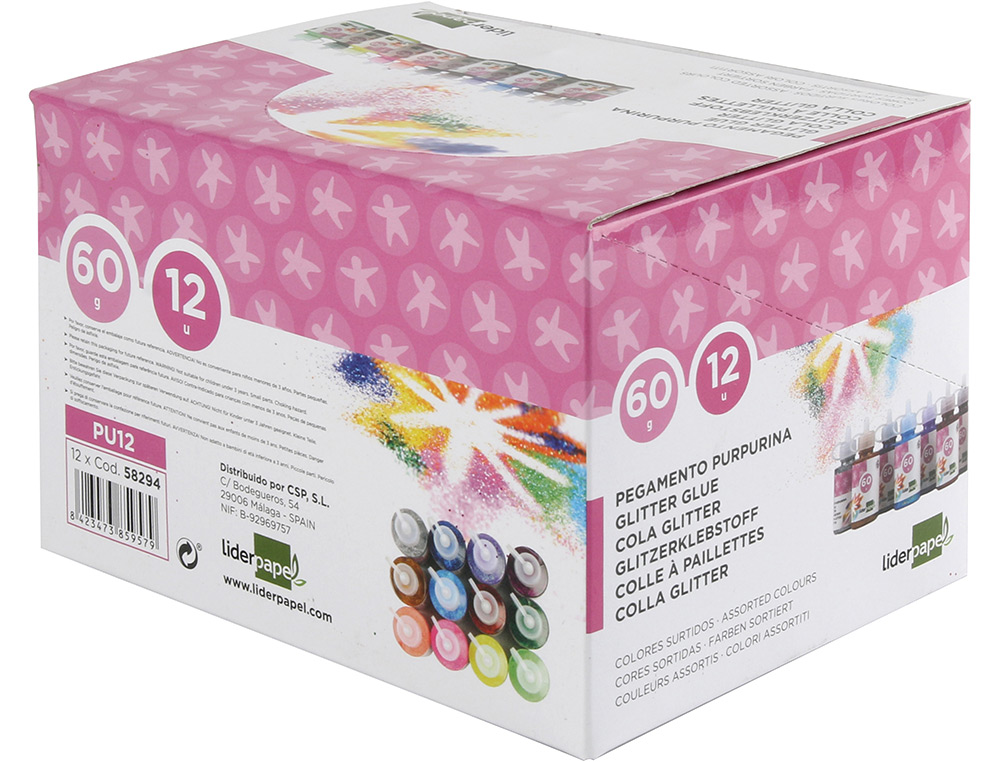 PURPURINA PEGAMENTO LIDERPAPEL FANTASIA COLORES METALICOS SURTIDOS BOTE DE 60 GR