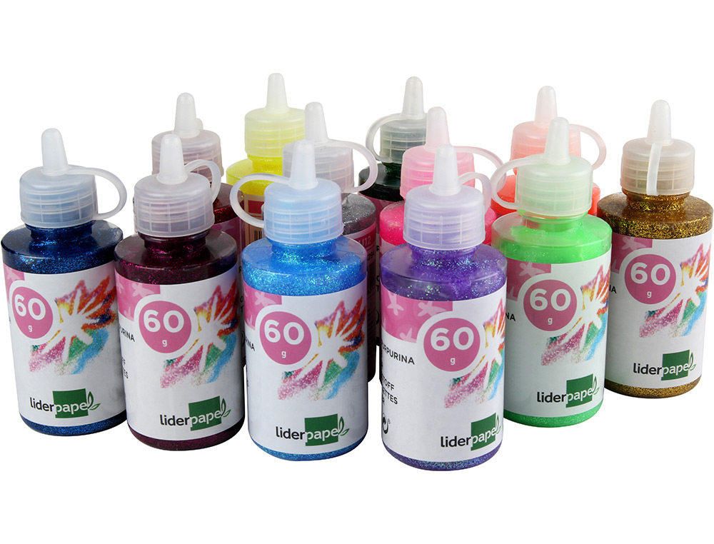 PURPURINA PEGAMENTO LIDERPAPEL FANTASIA COLORES METALICOS SURTIDOS BOTE DE 60 GR