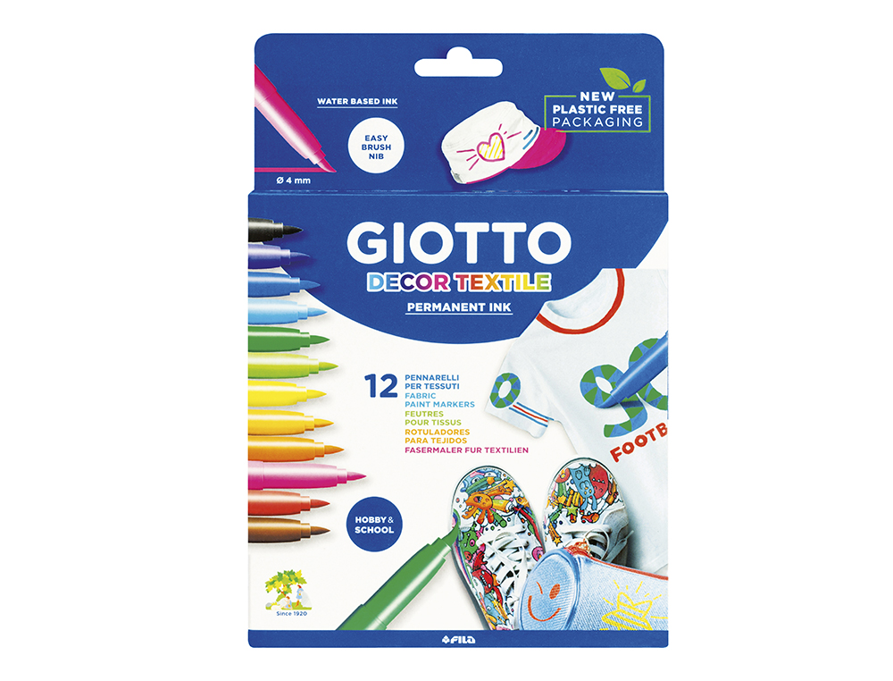 ROTULADOR GIOTTO DECOR TEXTILE PARA CAMISETAS CAJA DE 12 UNIDADES COLORES SURTIDOS