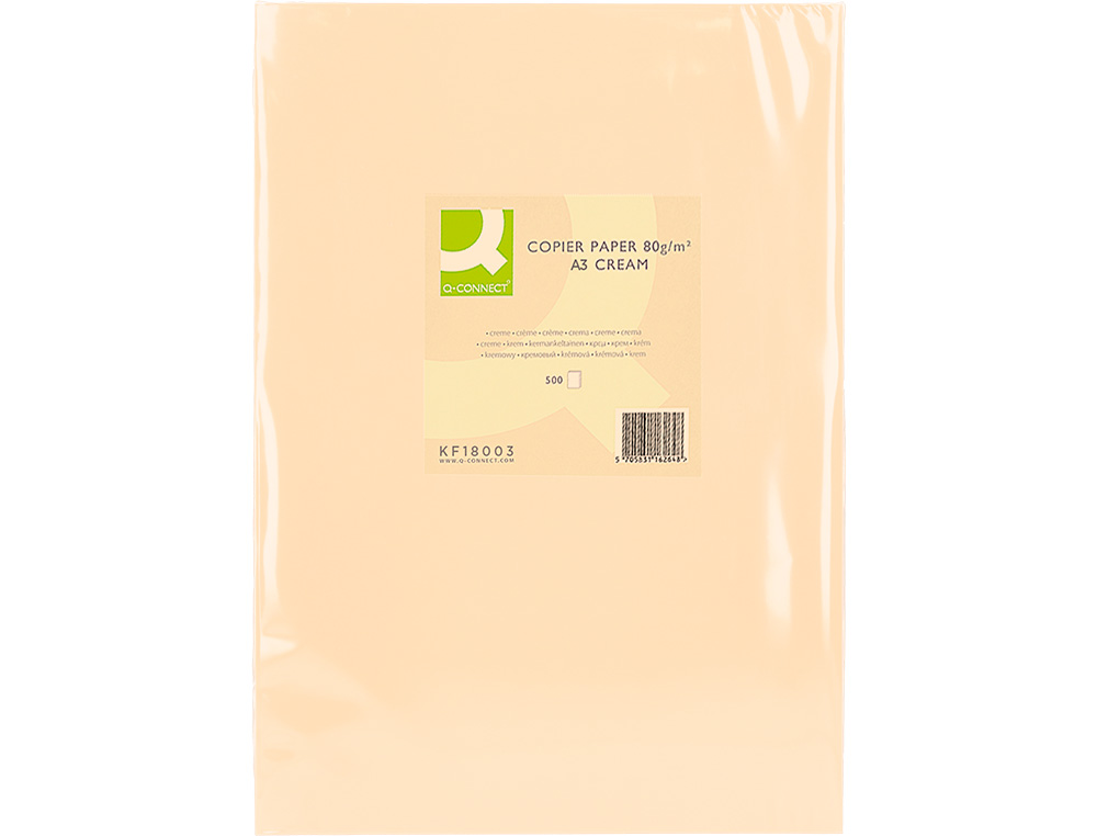 PAPEL COLOR Q-CONNECT DIN A3 80GR CREMA PAQUETE DE 500 HOJAS