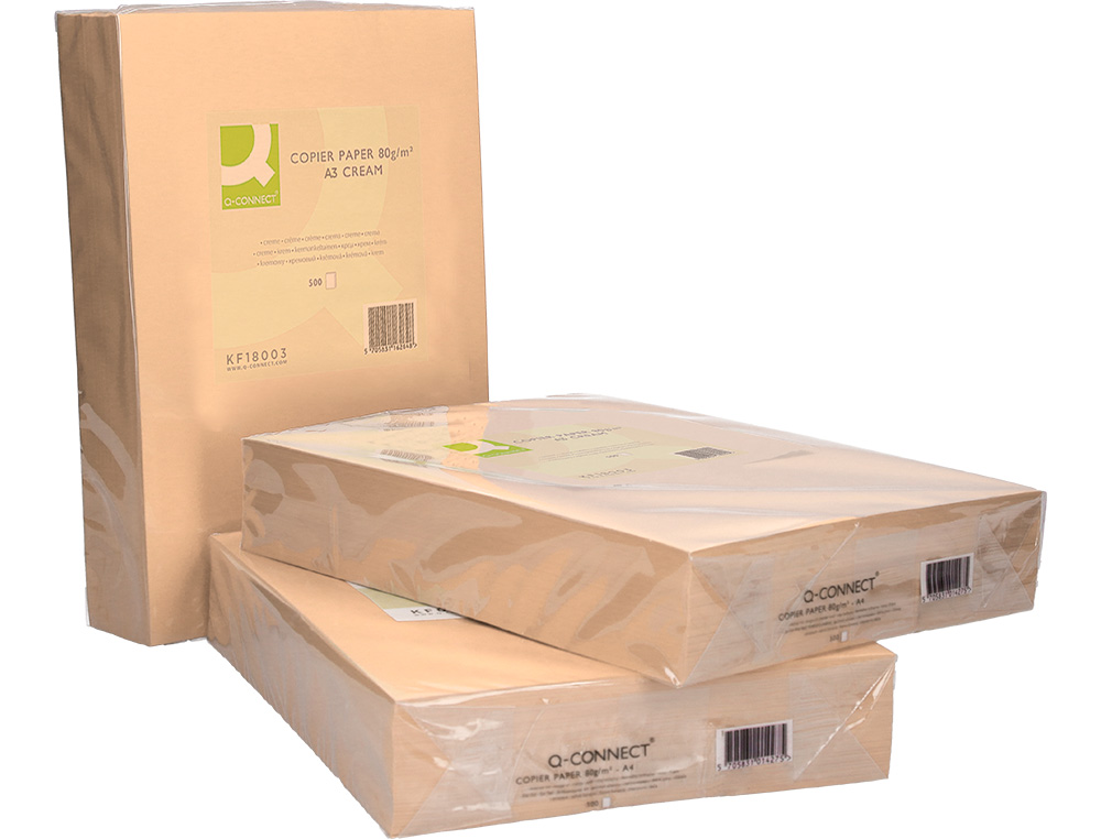 PAPEL COLOR Q-CONNECT DIN A3 80GR CREMA PAQUETE DE 500 HOJAS