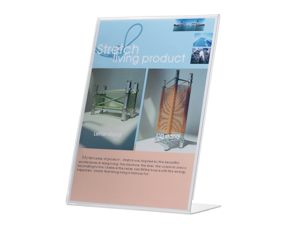 EXPOSITOR SOBREMESA Q-CONNECT CON FORMA DE L METACRILATO TAMAO 213X300 MM