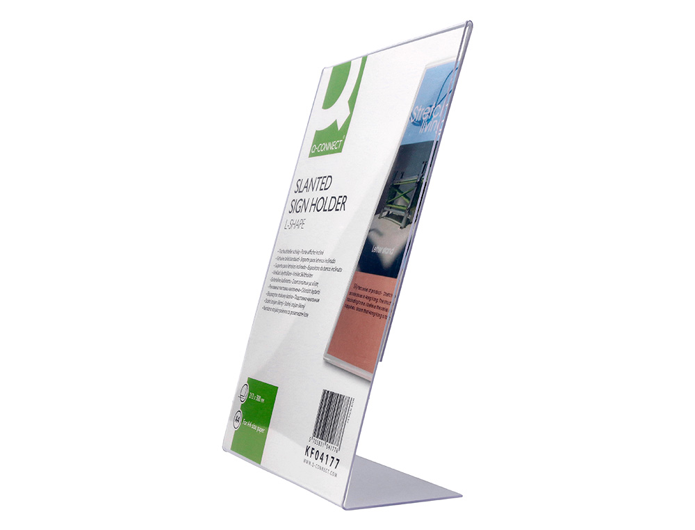 EXPOSITOR SOBREMESA Q-CONNECT CON FORMA DE L METACRILATO TAMAO 213X300 MM