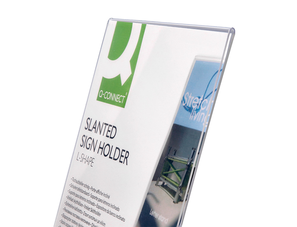 EXPOSITOR SOBREMESA Q-CONNECT CON FORMA DE L METACRILATO TAMAO 213X300 MM