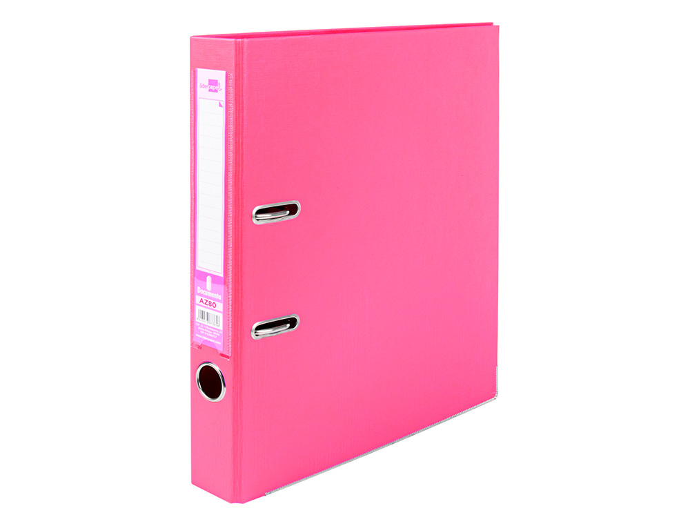 ARCHIVADOR DE PALANCA LIDERPAPEL A4 DOCUMENTA FORRADO PVC CON RADO LOMO 52 MM ROSA COMPRESOR METALICO
