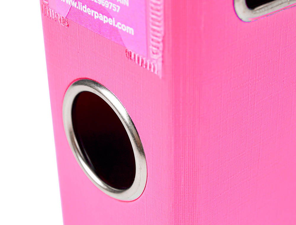 ARCHIVADOR DE PALANCA LIDERPAPEL A4 DOCUMENTA FORRADO PVC CON RADO LOMO 52 MM ROSA COMPRESOR METALICO