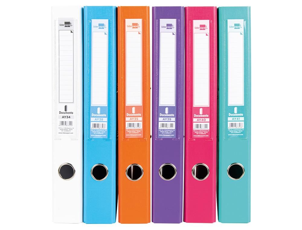 ARCHIVADOR DE PALANCA LIDERPAPEL FOLIO DOCUMENTA FORRADO PVC CON RADO LOMO 52 MM COLORES SURTIDOS TRENDING