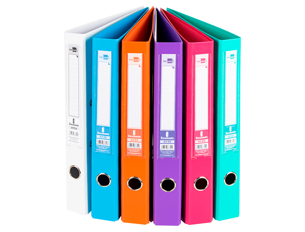 ARCHIVADOR DE PALANCA LIDERPAPEL FOLIO DOCUMENTA FORRADO PVC CON RADO LOMO 52 MM COLORES SURTIDOS TRENDING
