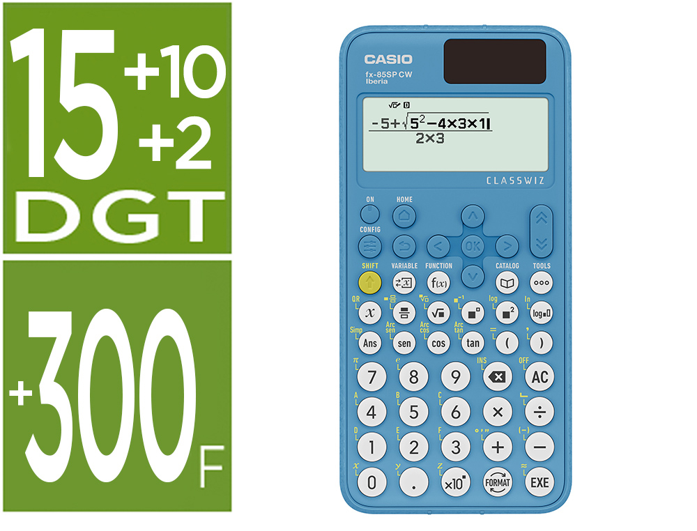 CALCULADORA CASIO FX-85SP CW IBERIA SOLAR CIENTIFICA +300 FUNCIONES 9 MEMORIAS 15+10+2 DIGITOS 16 MB FLASH CON TAPA