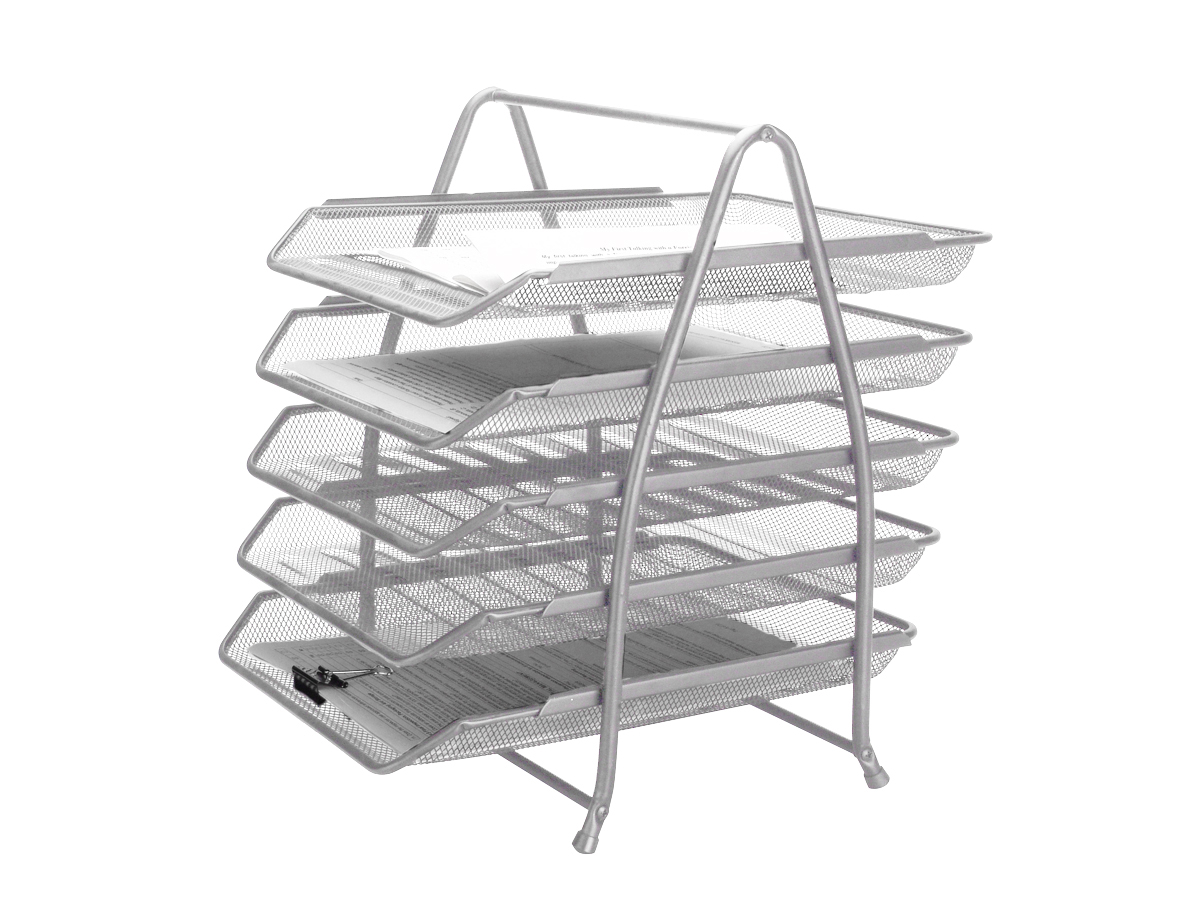 BANDEJA SOBREMESA METALICA Q-CONNECT KF18476 REJILLA PLATA 5 BANDEJAS MOVIBLES 350X275X375 MM