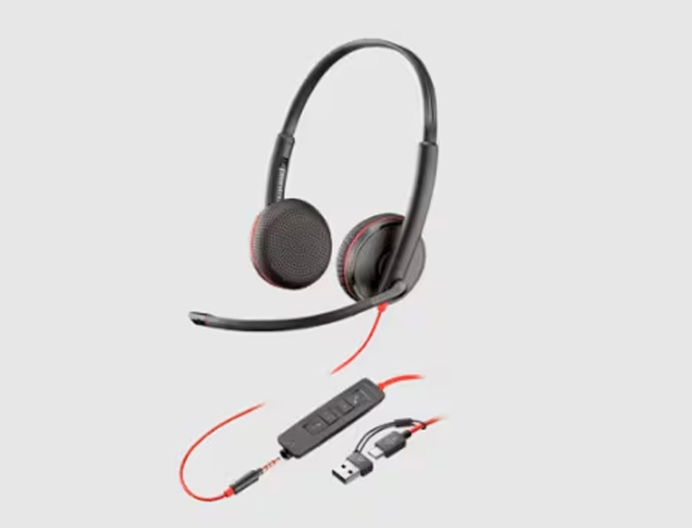 AURICULAR PLANTRONICS BLACKWIRE 3320 DIADEMA CABLE USB-C/A CON MICROFONO CERT. MICROSOFT TEAMS