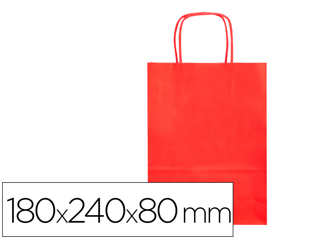 BOLSA PAPEL Q-CONNECT CELULOSA ROJO XS CON ASA RETORCIDA 180X240X80 MM