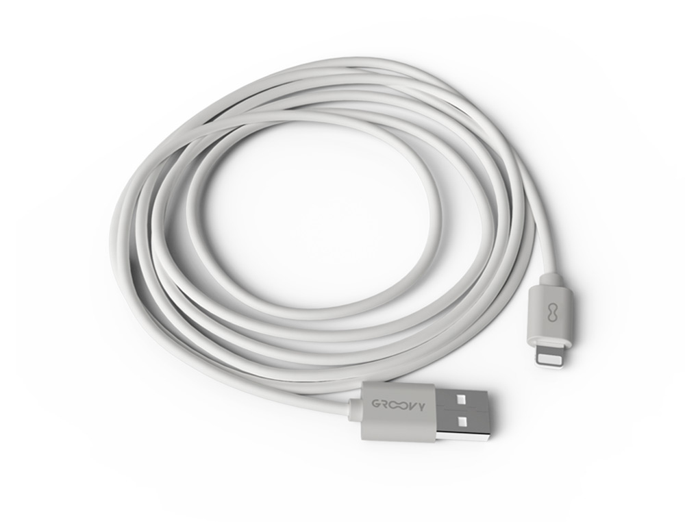 CABLE GROOVY USB 2.0 A APPLE LIGHTNING LONGITUD DE CABLE 2 METROS COLOR BLANCO