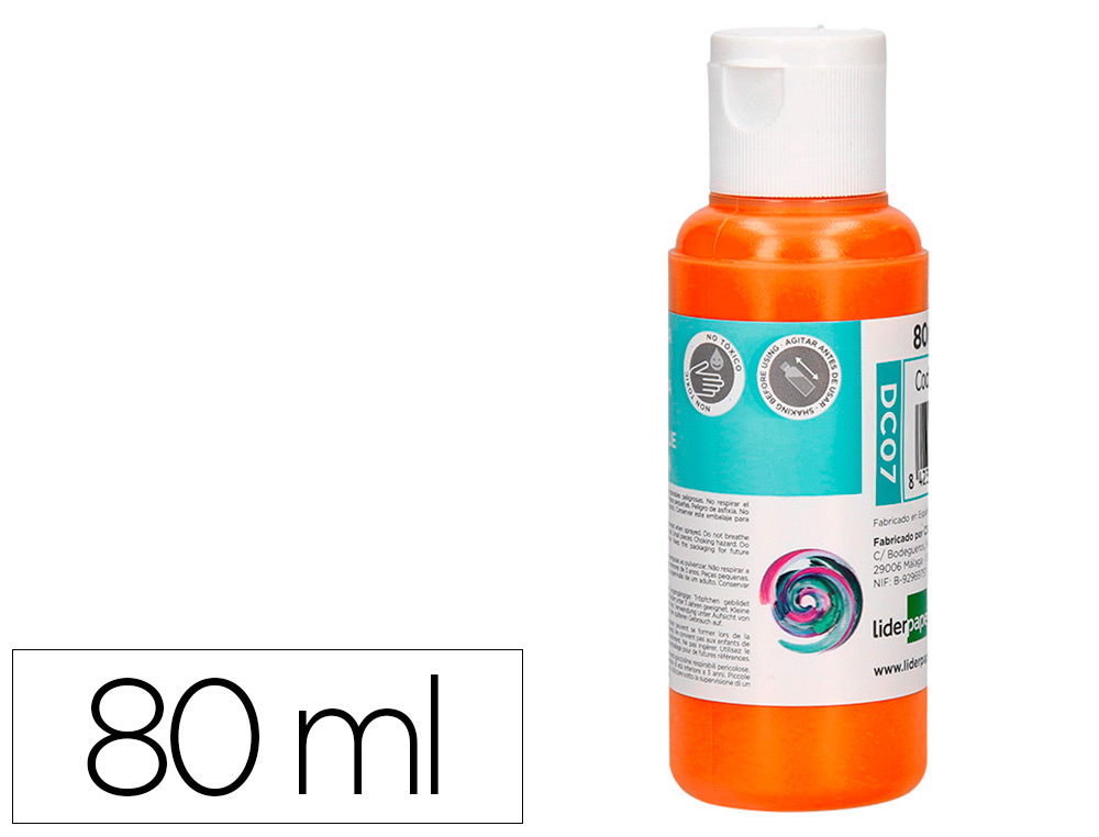 PINTURA ACRILICA LIDERPAPEL BOTE DE 80 ML NARANJA