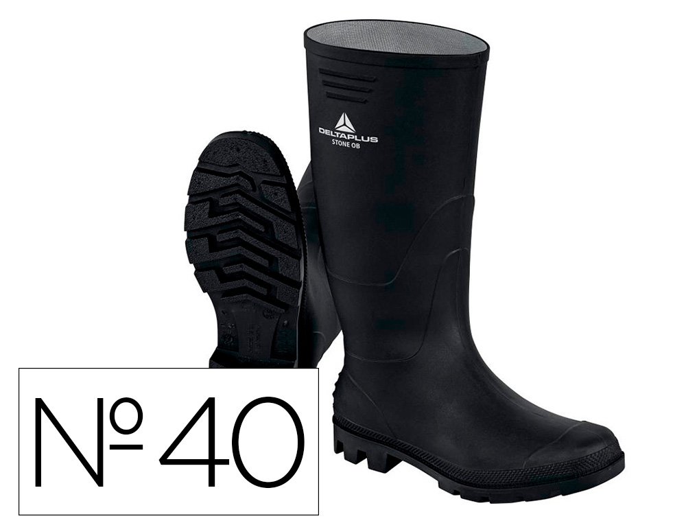 BOTAS DELTAPLUS DE SEGURIDAD STONE PVC NEGRO SUELA DE TACOS TALLA 40