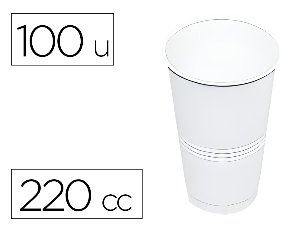 VASO DE PLASTICO BLANCO 220 CC PAQUETE DE 100 UNIDADES