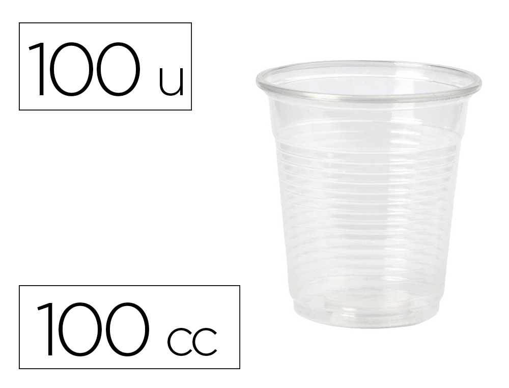 VASO DE PLASTICO TRANSPARENTE 100 CC PAQUETE DE 100 UNIDADES