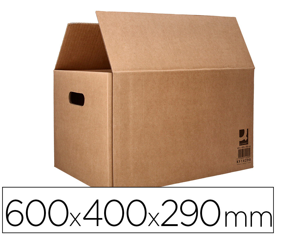 CAJA PARA EMBALAR Q-CONNECT AMERICANA ULTRARRESISTENTE CONASAS CARTON CANAL DOBLE 7 MM COLOR KRAFT 600X400X290 MM