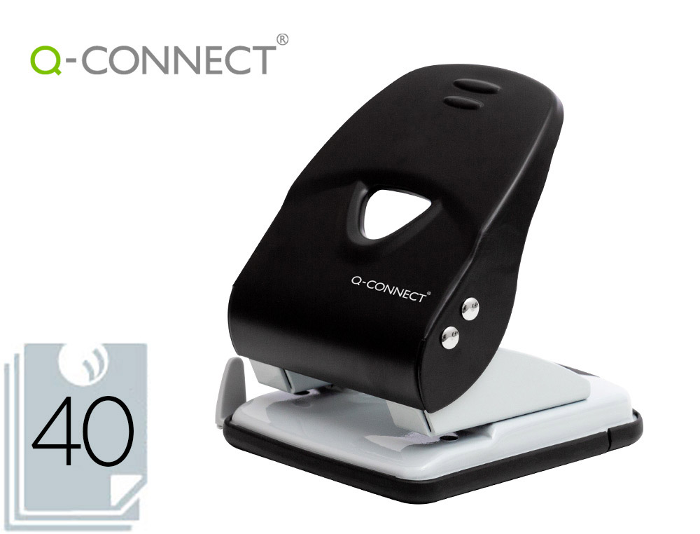 TALADRADOR Q-CONNECT KF14221 2 TALADROS COLOR NEGRO ABERTURA 3,5 MM CAPACIDAD 40 HOJAS