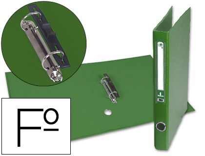 CARPETA DE 2 ANILLAS 25MM MIXT AS LIDERPAPEL FOLIO FORRADO PAPERCOAT CON OLLAO Y TARJETERO COLOR VERDE