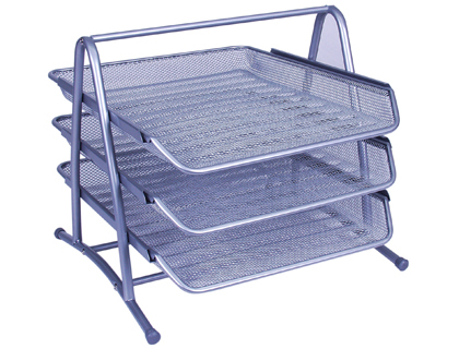 BANDEJA SOBREMESA METALICA Q-CONNECT KF00822 REJILLA PLATA 3 BANDEJAS MOVIBLES 350X278X275 MM