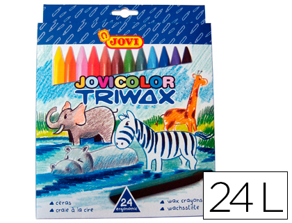 LAPICES CERA JOVICOLOR TRIANGULAR TRIWAX 24 UNIDADES COLORES SURTIDOS