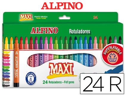 ROTULADOR ALPINO MAXI CAJA DE 24 COLORES SURTIDOS