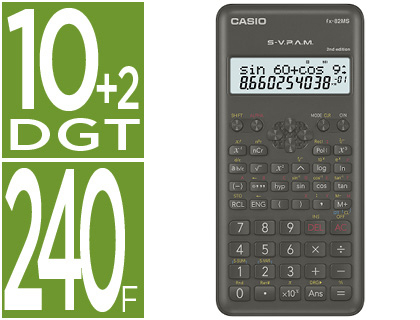 CALCULADORA CASIO FX-82MSII CIENTIFICA 240 FUNCIONES PANTALLA DE DOS LINEAS