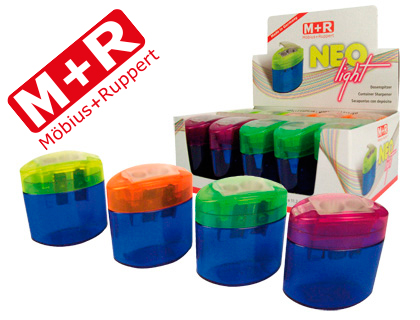 SACAPUNTAS M+R NEO LIGHT 2 USOS CON DEPOSITO -COLORES SURTIDOS