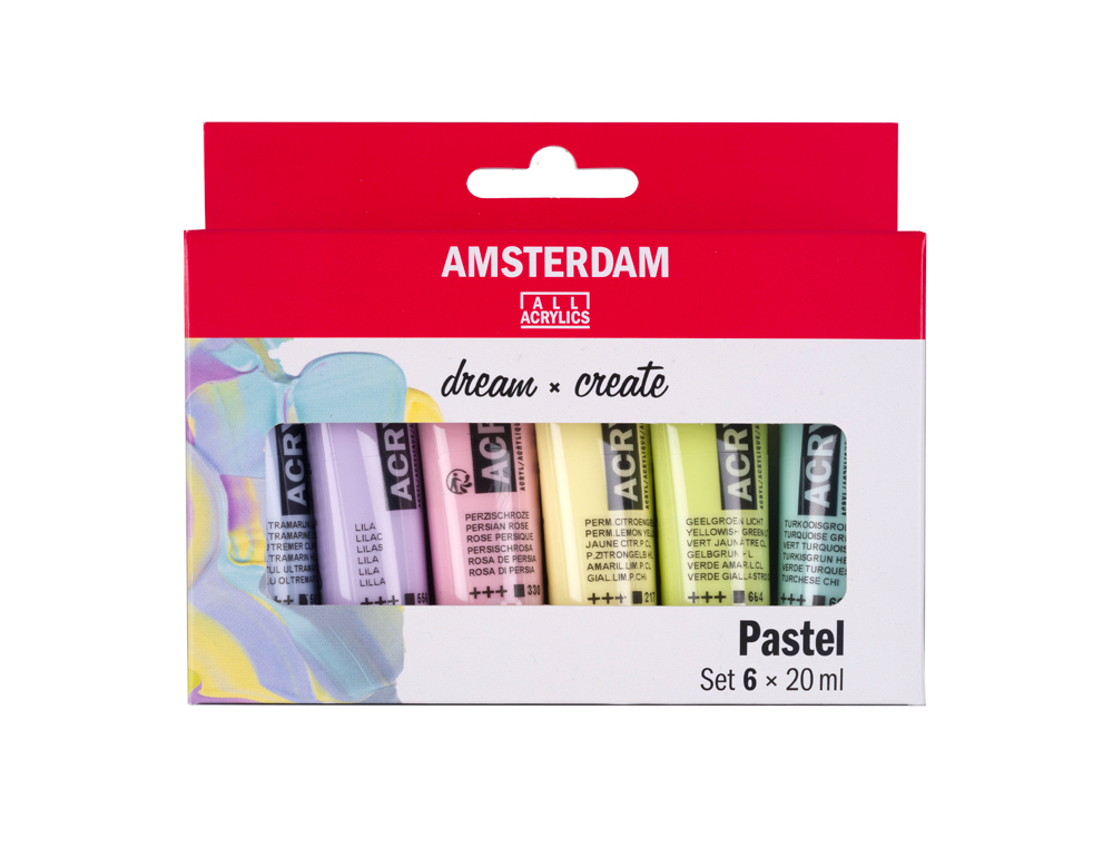 PINTURA ACRILICA AMSTERDAM 20 ML CAJA DE 6 COLORES PASTEL